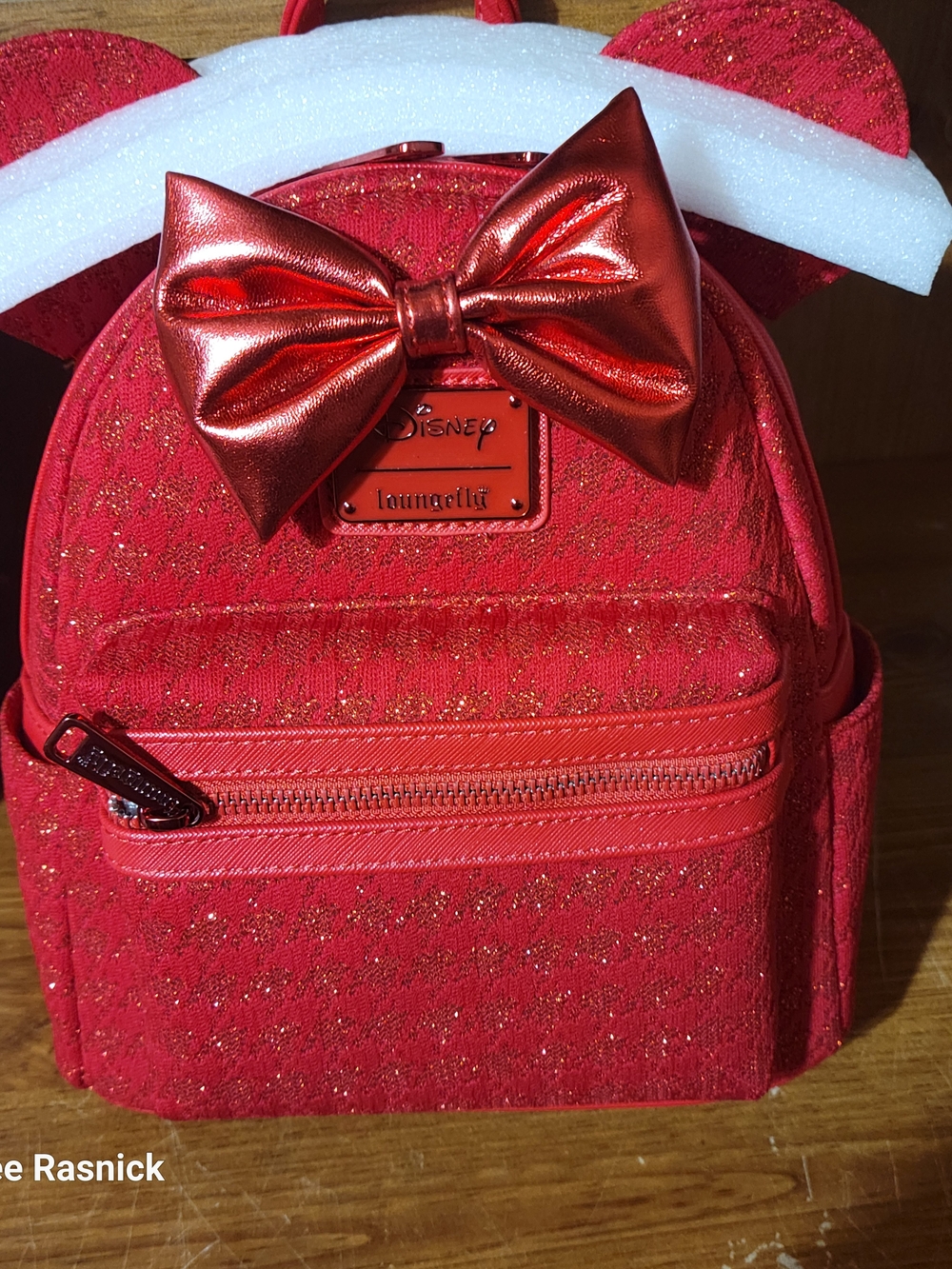 Loungefly Minnie Mouse Red Glitter Tonal Mini Backpack. Nwt